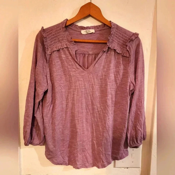 Beacon Stitch Fix purple casual ruffle blouse lightweight size Medium NWOT - Picture 1 of 7